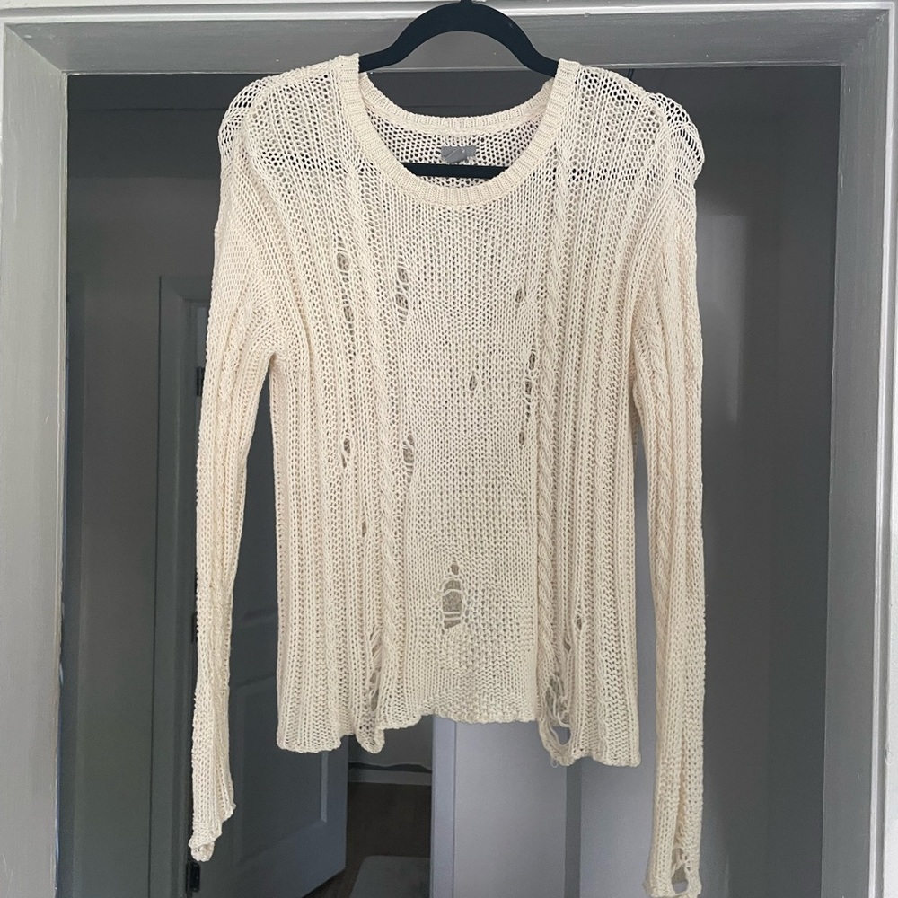 Aerie Distressed Long Sleeve Sweater